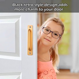 Zydiwo Pack of 4 Sliding Door Handles, Aluminium Alloy Barn Door Handles, Barn Door Pull Handles with Screws for Cabinet Door, Barn, Wooden Doors (Golden-212 mm)