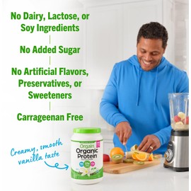 Orgain Organic Vegan Protein Powder, Vanilla Bean - 21g Plant Protein, 6g Prebiotic Fiber, No Lactose Ingredients, No Added Sugar, Non-GMO, For Shakes & Smoothies, 2.03 lb (Packaging May Vary)