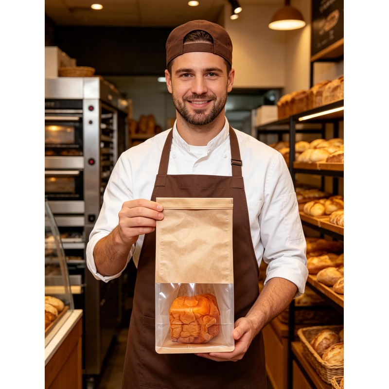 Jexila 50 Pack Small Bakery Bags with Window Reusable Cookie