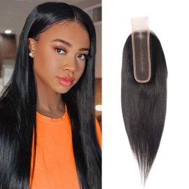 Huarisi 2x6 Lace Closure Human Hair 10 Inch 10a Unprocessed Brazilian Straight Closures with Baby Hair Transparent Lace Natural Hairline Free Part Sew in Natural Color for Women
