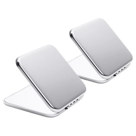 MLLXX Compact Mirror for Purse, Metal Square Shell, Double-Sided 1X/2X Magnifying, Portable Small Travel Makeup Mirror, Mini Pocket Mirror, Sliver, 2 Packs