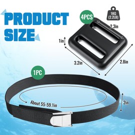 Tellegloww 4 Pcs 2.2 lb Dive Weights Belt for Scuba Diving Coated Dive Weights Nylon Dive Belt with Metal Quick Release Buckle for Free Diving Spear Fishing
