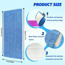 4 Pack Mop Pads Compatible with Rejuvenate Click N Clean Spray Mop Reusable Microfiber Pads Replacement for Rejuvenate Microfiber Mop Washable Mop Refill for Floor Cleaning
