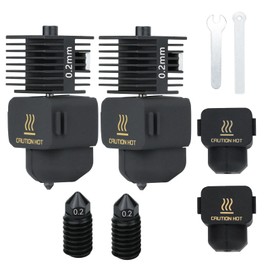 xirbbo 0.2mm 2 Pack A1 Mini/A1 Hotend Print Head Hot End Kit Extruder Upgrade High-Temperature 0.2MM Hardened Steel Nozzle Replacement with Silicone Cover Sock for Bambu Lab 3D Printer Accessories