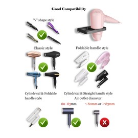 NOTMBESTM Hair Dryer Holder Blow dryer Holder Compatible with Flat Iron Holder Wall Mount for Hair Tool Storage Organizer Straightener Holder Rack Build in Cable Management Slot (Black)