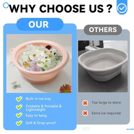 Face Bowl for Ice with Built-in Ice Tray, Oval Ice Cubes Design Silicone Facial Ice Bath Bowl