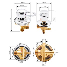 2/3/4/5-Way Split Shower Diverter Valve, Solid Brass Cold and Hot Water Mixer, Bathroom Tap, Thread/Intubation Bath Tap for Shower Cubicle/Steam Room (Intubation 5 way)