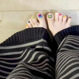 ALLEVG Nail Tips for Feet, Set of 24, Foot Nail Tips, Magnet, Summer, Fake Nails, Mixed Colors, Popular Assorted Colors, Adult Ceremony, Cute, Simple, Reusable