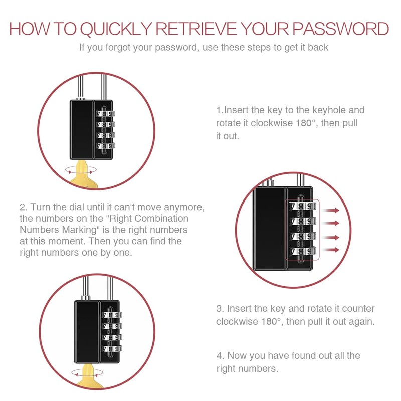 LOFICOPER 2 Pack Combination Lock with 2 Keys, 4 Digit