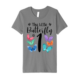 Kids 1 Year Old Butterfly Birthday Cute Girls 1st Party Gift Premium T-Shirt