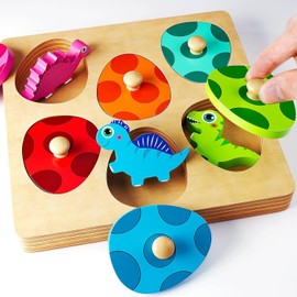 MFDXWCV Montessori Wooden Puzzle, Baby Toy, Wooden Toys, Children's Toys, Educational Toys, 0, 1, 2, 3 Years, Puzzle, 1 Year Old, Hand and Eye Harmony, Color Matching, Boys, Girls, Gift for 1 Year, 2