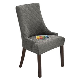 KELUINA Wingback Dining Chair Covers, Reusable Accent Chair Covers Slipcover with Arms, Remove Washable Dining Chair Protector Covers for Dining Room (Set of 1, Light Grey)