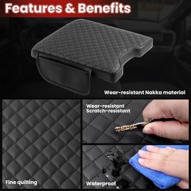 DS Car Center Console Armrest Cover Compatible with 2015-2025 Ford F150, 2017-2025 F250 F350 F450 F550 with 40/20/40 Jump Seat,PU Leather Center Console Cover with 2 Side Pockets (Jump Seat Only)