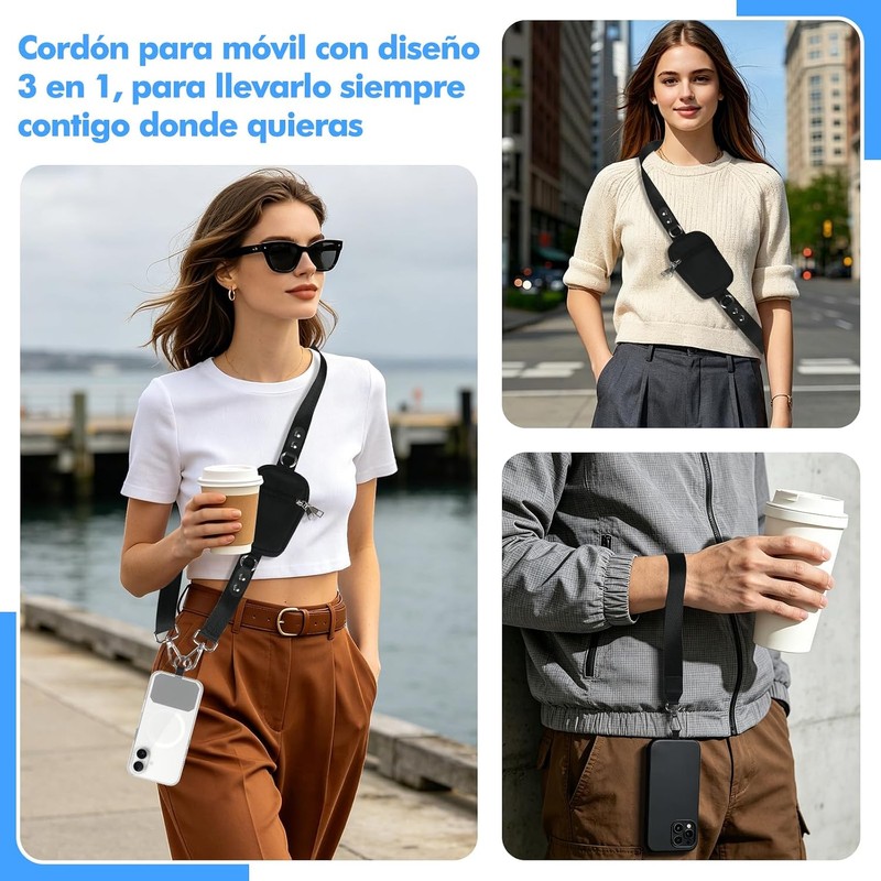Correa para Celular con Cartera Desmontable Desmontable: Cordón Ajustable para