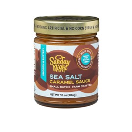 Sunday Night Foods Sea Salt Caramel Sauce, Smooth Buttery Dessert Topping, Made with Fresh Cream and Butter, Contains Milk, Gluten Free, 10oz