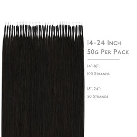 WENNALIFE Nano Bead Hair Extensions Human Hair, 24 Inch Natural Black 50g 50s Real Human Hair Extensions for Women, Invisible Nano Ring Hair Extensions, Remy Human Hair Extensiones 1B