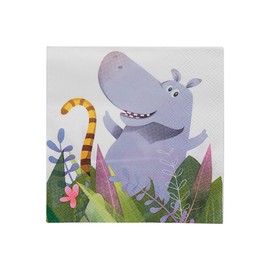 Fun Express 5" Zoo Animal Party Disposable Paper Beverage Napkins - 16 Count