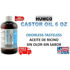 Humco Castor Oil 6 OZ 100% Pure Cold Pressed ODORLESS TASTELESS Hair Skin 09/25