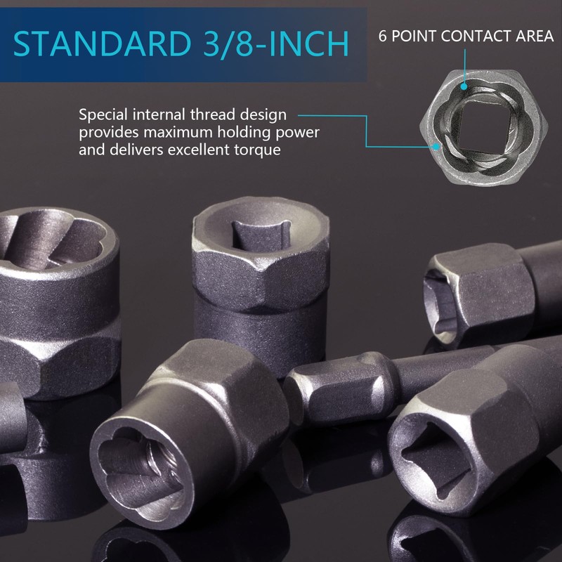 DOAHO 26 Piece Impact Bolt and Spiral Screw Extractor Set