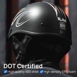 ILM Half Helmet Open Face Motorcycle Helmets for Moped Cruiser Scooter with Sun Visor, DOT Approved Model-210V (Golden, Large)