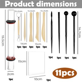 11PCS Polymer Clay Tools Set, Clay Sculpting Tools Set, Pottery Carving Tool for DIY Arts and Crafts Pottery Smooth Tool Engraving, Embossing, Shaping