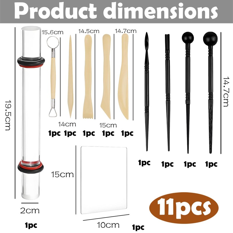 11PCS Polymer Clay Tools Set, Clay Sculpting Tools Set, Pottery