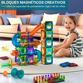 Bloques de Construcción Magnéticos 3D, Juguetes de Construcción Magnéticos 105Pcs con Bolas y Tubos, Juguetes Educativo Imanes Bloques Apilables Creativo, STEM Magnetic Blocks, Regalo para Niños Niñas