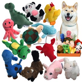 LEGEND SANDY Paquete de juguetes de peluche chirriantes para cachorros, juguetes masticables pequeos para cachorros, 12 juguetes para perros a granel 