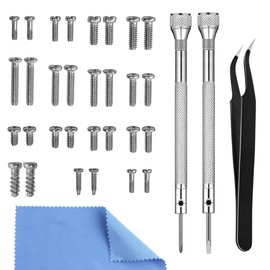 PFDHQS Eyeglass Repair Kit with Screws - All-in-One Glasses Repair Kit with Precision Screwdriver, Tweezers, Cleaning Cloth and Screws for Glasses - Compact & Portable (Small Kit)