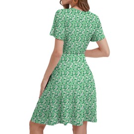 Summer Dresses for Women 2025 Spring Break Essentials Floral Sundresses Elegant Classy Dress Vacation Clothes Fashion Casual Outfit Plus Size Green Floral XX-Large