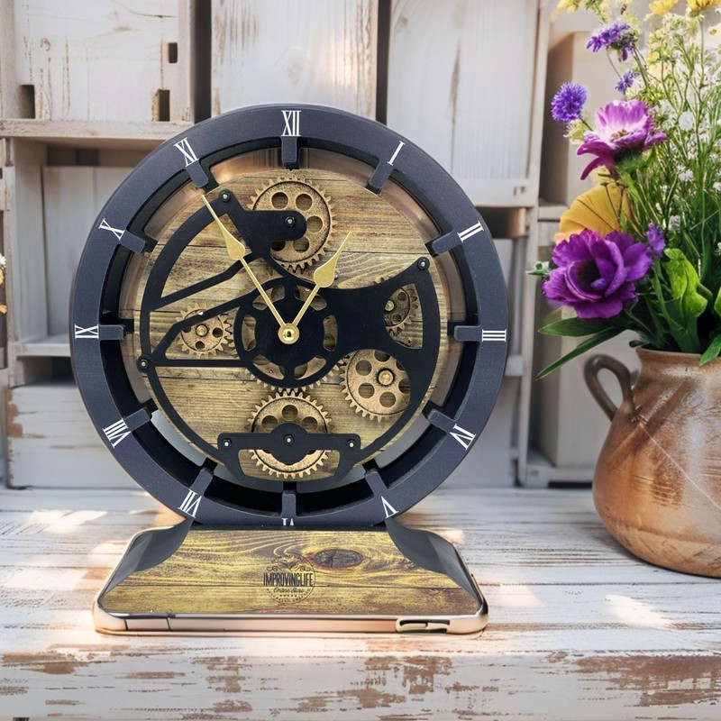 ImprovingLife The Gears Clock Desk Clock 10 inches with Real
