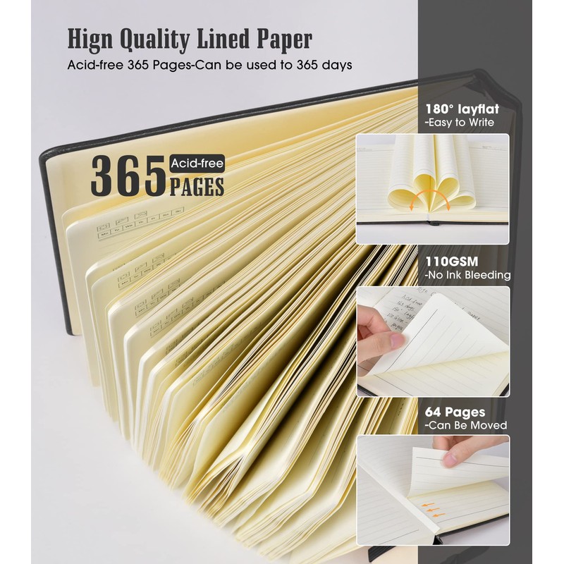 Lined Journal Notebook -365 Pages A5 Thick Journals for Writing