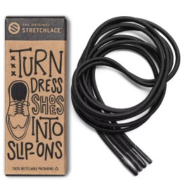 The Original Stretchlace Stretchable Round Elastic Dress Shoe Laces - 24" Inches, Black