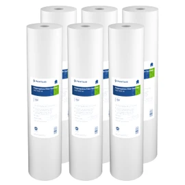 Pentair Pentek DGD-5005-20 Big Blue Water Filter, 20-Inch Whole House Sediment Filter Cartridge Replacement, Dual-Gradient Density Spun Polypropylene, 20" x 4.5", 5 Micron, Pack of 6, White
