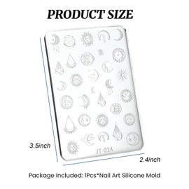 Nail Art Silicone Template, Sun and Moon Nail Decoration Silicone 3D Nail Art Carving Templates for Precise Embossed Pattern, Nail Tools Nail Charms for Acrylic Nail DIY Craft