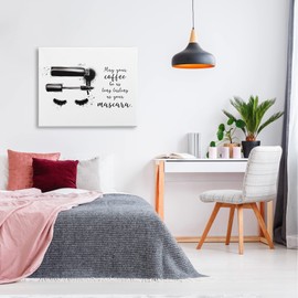 Stupell Industries Coffee & Lashes Mascara Phrase Canvas Wall Art, Design by Alison Petrie