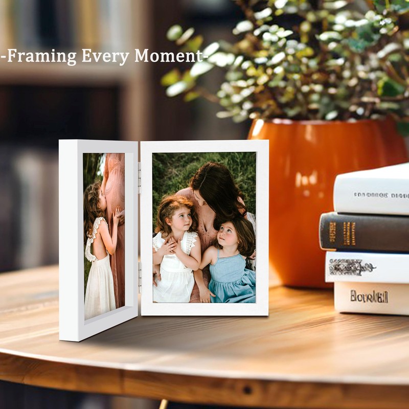 ORIVAN 3.5x5 Double Picture Frames Hinged Folding Photo Frames Vertical