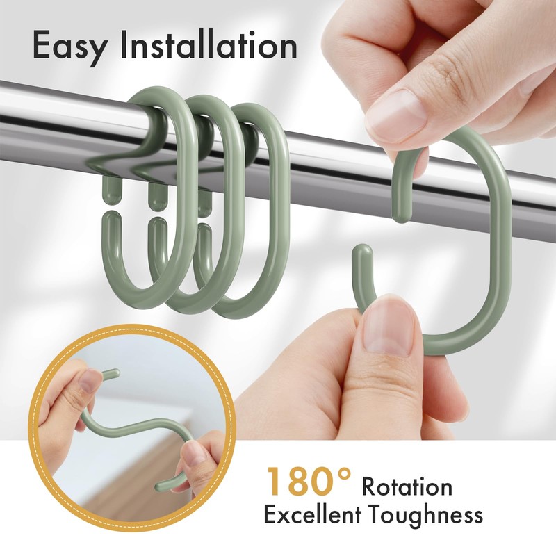 Amazer Shower Curtain Hooks Rings, 24 Pcs Shower Curtain Rings,