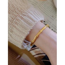 VISSEN Gold Plated/Silver Chunky Snake Stretch Women's Bracelets Cubic Zirconia Stainless Steel Large Bracelets, Gold-plated