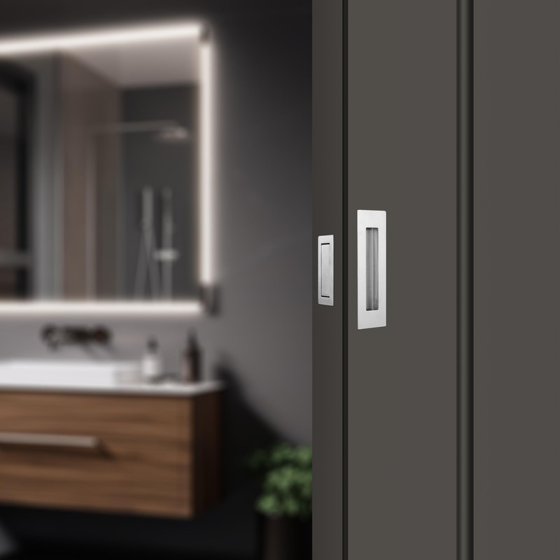 Malimali Pocket Door Pull and Edge Set, Stainless Steel Hardware