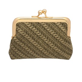 Coin Purse Vintage Bag Lock Wallet Buckle Kiss Lock change purse change holder wallet coin Leather coin wallet(A Brownish-green)