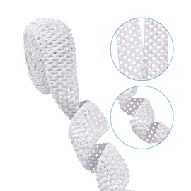 PandaHall 11 Yards Elastic Crochet Headband Ribbon 40mm 55mm White Crochet Stretch Trim Ribbon Polyester Elastic Ribbon for Hair Accessories, Tutus Dress, Tube Top, Waistband