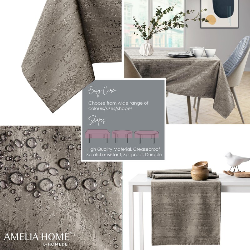 AmeliaHome Tablecloth, Lotus Effect, Water-resistant