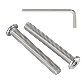 Krysay M8 x 55mm 20Pcs Flat Head Hex Socket Cap Screws Bolts,304 Stainless Steel 18-8 Bolts,Full Thread,Furniture,Bed,Chair Repairs,Silver(with Hex Spanner)