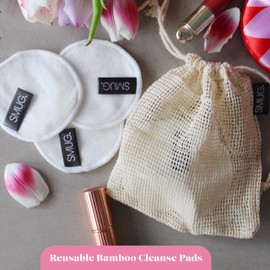 SMUG Bamboo cotton pads - Reusable Makeup Remover Pads - Bamboo Cotton Rounds Eco-Friendly for any type of skin - Bamboo cotton pads come with Cotton Draw String Laundry Bag