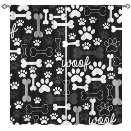 Yearn Jear - Cortinas con estampado de pata de perro, diseño de pata de perro y huesos, con aislamiento térmico para ventana, para sala de estar, recámara, juego de 2 paneles, 106.7 x 137.2 cm,