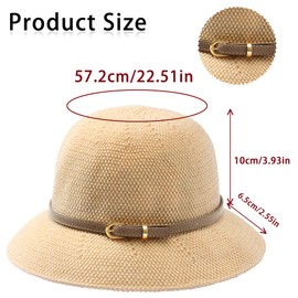 Manfnee Women's Sun Hat Straw Hat Summer UV Protection Wide Brim Straw Woven Cap for Beach Holiday, A2: Beige