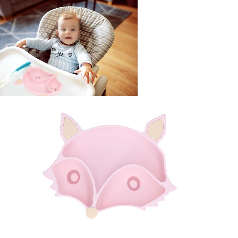 Baby Suction Plate Cute Fox Shape Non Toxic Safe 3