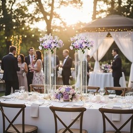 Juego de 4 lujosos soportes de flores de cristal para bodas en el suelo, soporte alto de metal para arreglos de flores, florero de mesa para bodas, fiestas, hoteles, decoración del hogar