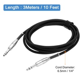 QUARKZMAN Gitarren-Instrumentenkabel, 10 Fuß 1/4 Zoll auf 1/4 Zoll gerade zu gerade Winkel E-Gitarren-Klinkenkabel für Gitarre Bass, Schwarz